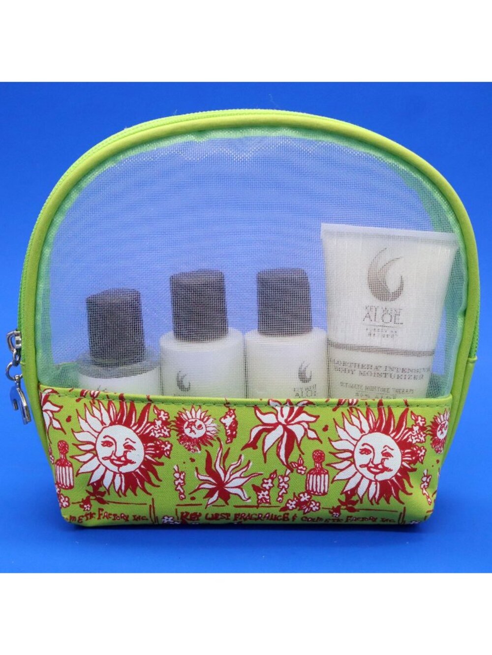 Key West Aloe Toiletry Travel Set w/ Bag - Shampoo Conditioner Shower Gel Lotion